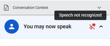 Trouble Message Speech Not Recognized